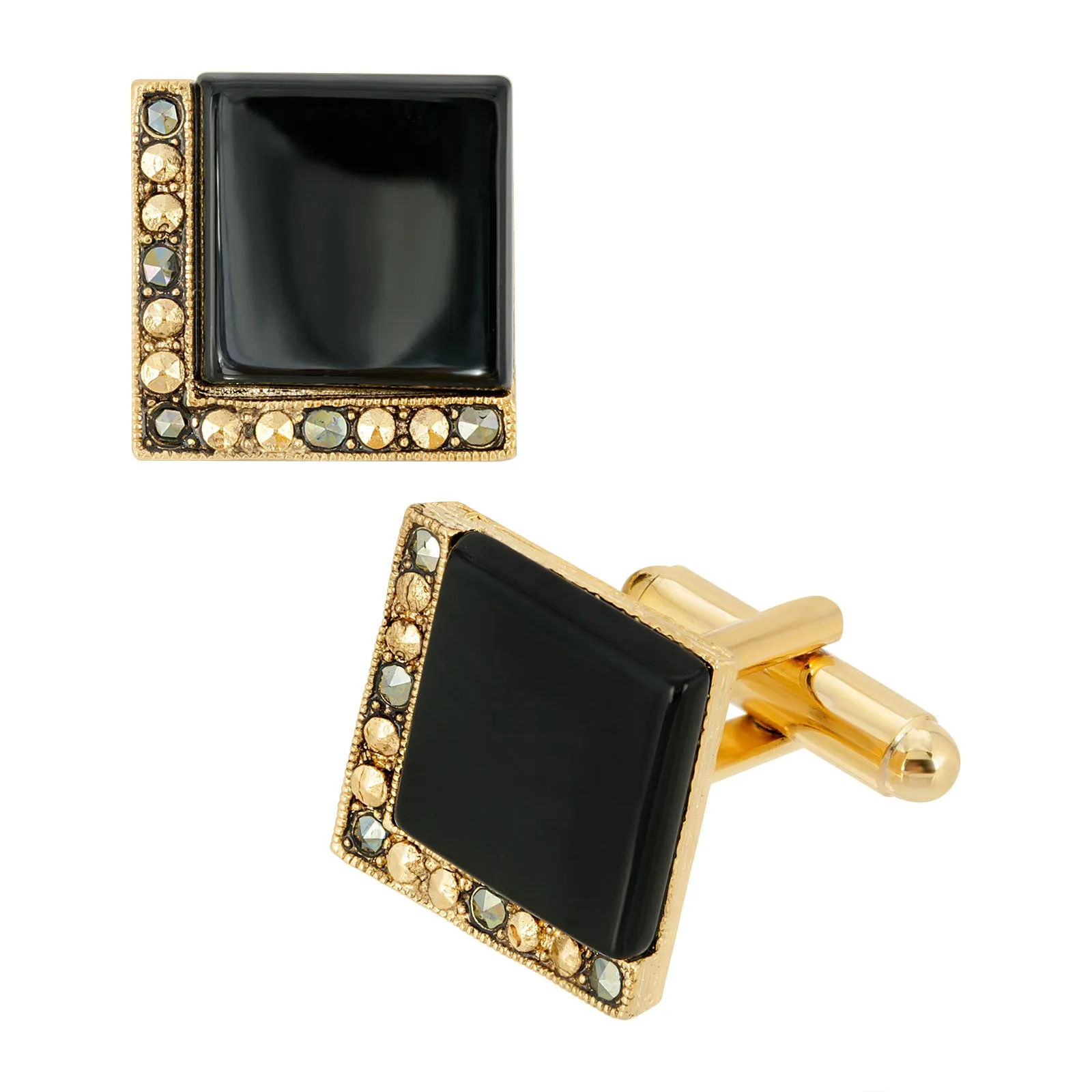 1928 Jewelry Art Deco Style Square Cufflinks