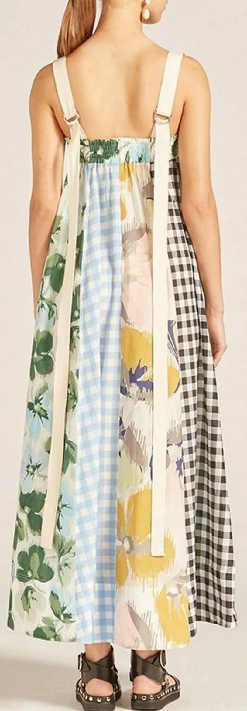 'Bridget' Mixed Print Apron Dress