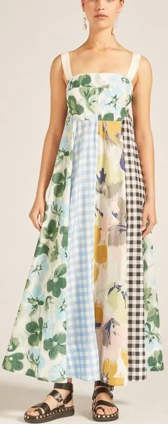 'Bridget' Mixed Print Apron Dress