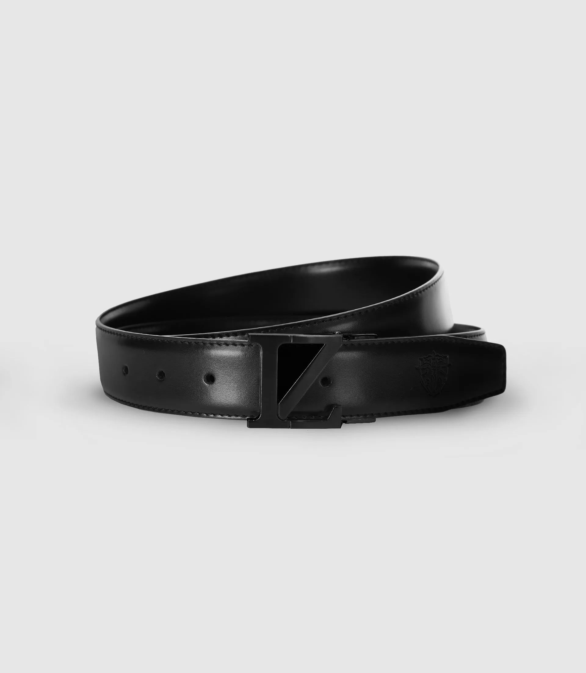 Ceinture réversible avec plaque en métal noire