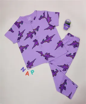 Dragon Pattern Kids Half Sleeves Nightwear Pajama Set