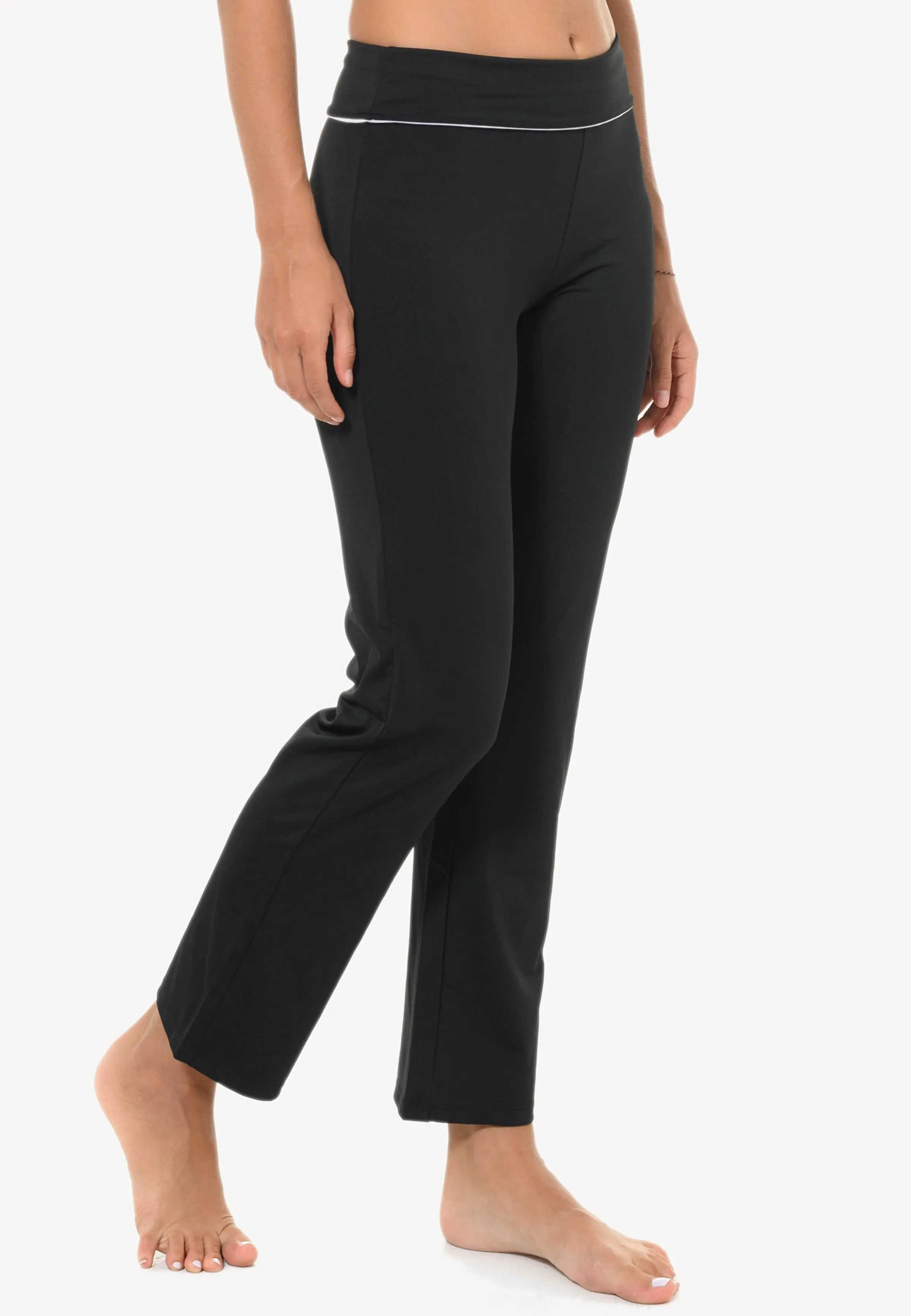 Flared Leggings with White Trimming in Black (S Only)