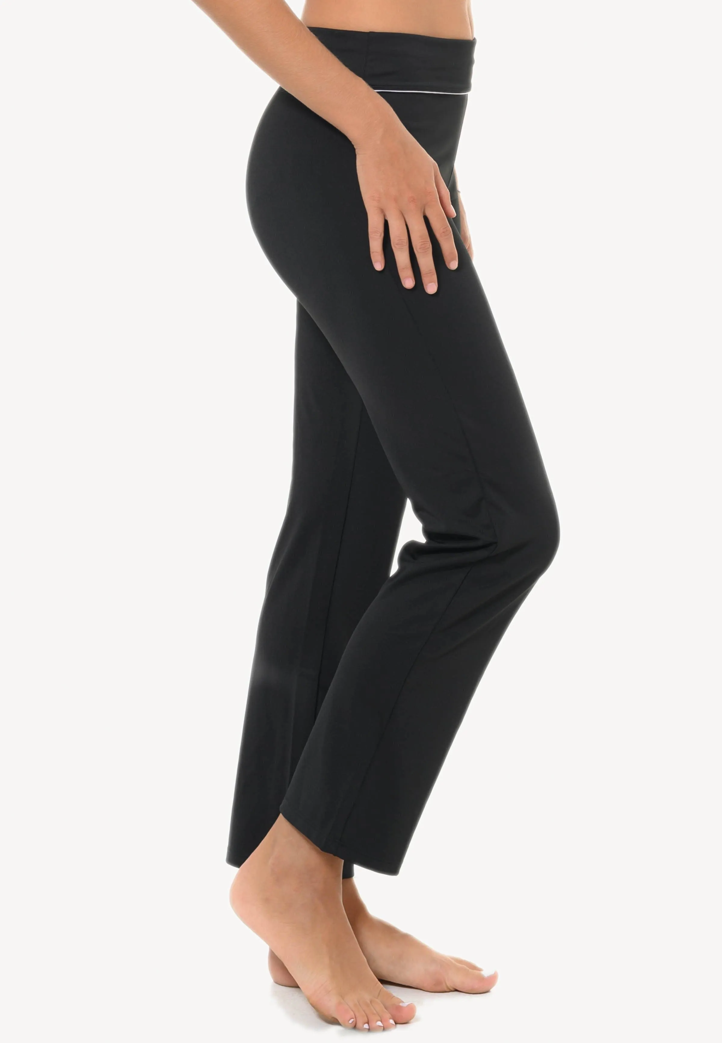 Flared Leggings with White Trimming in Black (S Only)