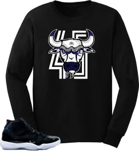 Long sleeve to match Jordan Retro 11 Space Jam Sneakers"BulI 45 "Black long sleeve Tee