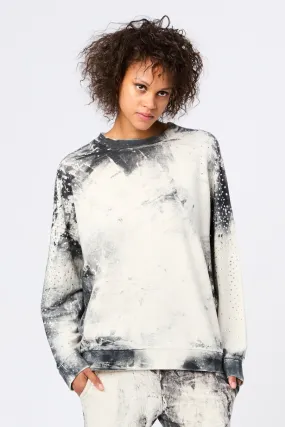 Marmo Effect Round Neck Sweater with Strass