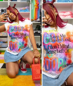 OVERSIZED TIE DYE BOX   KEEP ME DIFFERENT TEE (WHITE/TYE DIE)