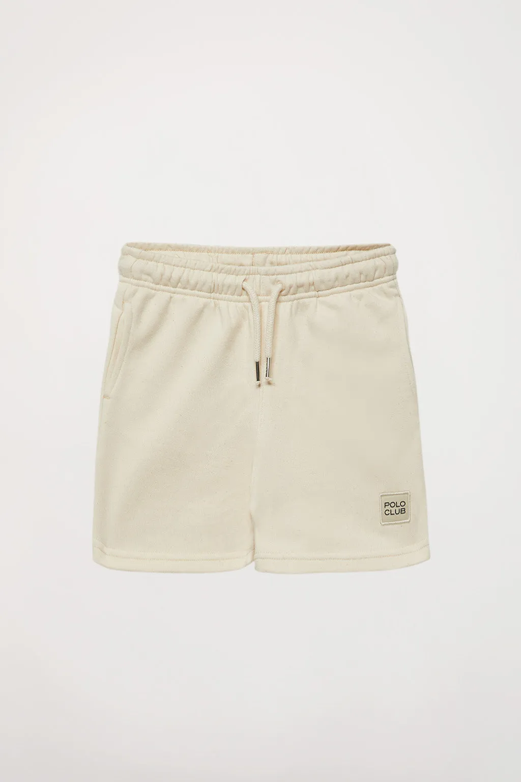 Pantalón corto orgánico beige Neutrals kids con logo