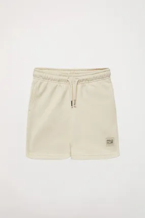 Pantalón corto orgánico beige Neutrals kids con logo