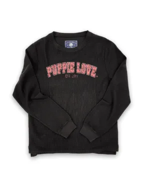 UNIVERSITY FONT CORDUROY CREWNECK SWEATER, CHARCOAL