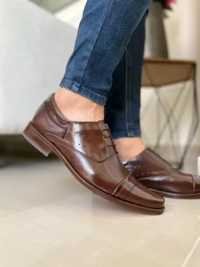 ZAPATO ELEGANTE ALFONSO EN CUERO CAFE PARA HOMBRE