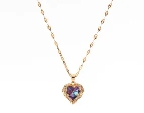 Zircon Heart Pendant Necklace W344