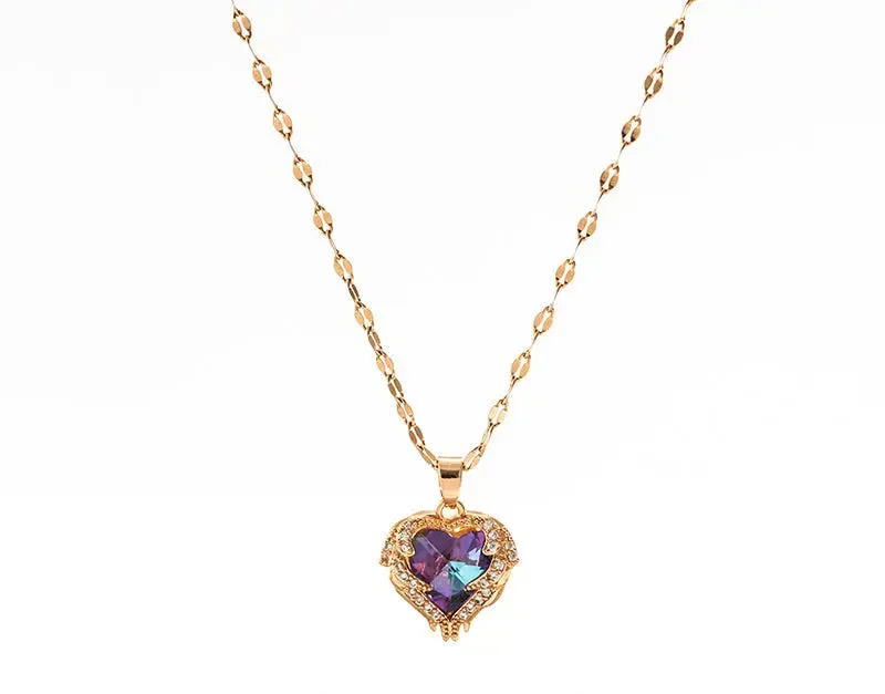 Zircon Heart Pendant Necklace W344